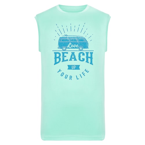 Bigdude Small Print Sleeveless T-Shirt Mint Green